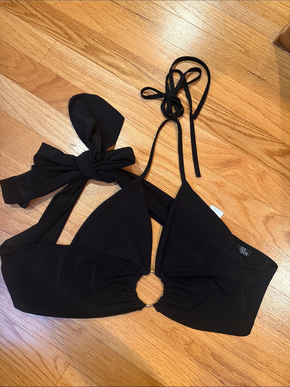 Black Ring-Front Halter Top
